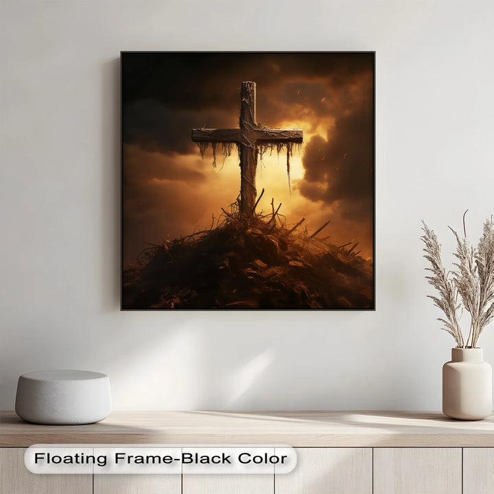 Calvary’s Shadow – Weathered Cross on the Hill Canvas Print - MyPhotoStation