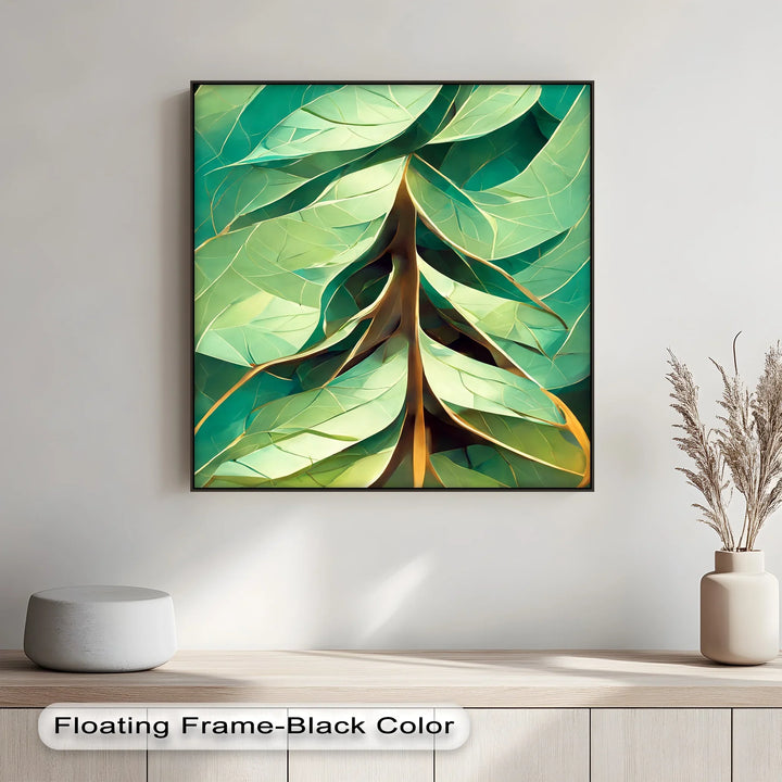 Radiant Leaf Veins – Stylized Botanical Geometry Canvas Print - MyPhotoStation