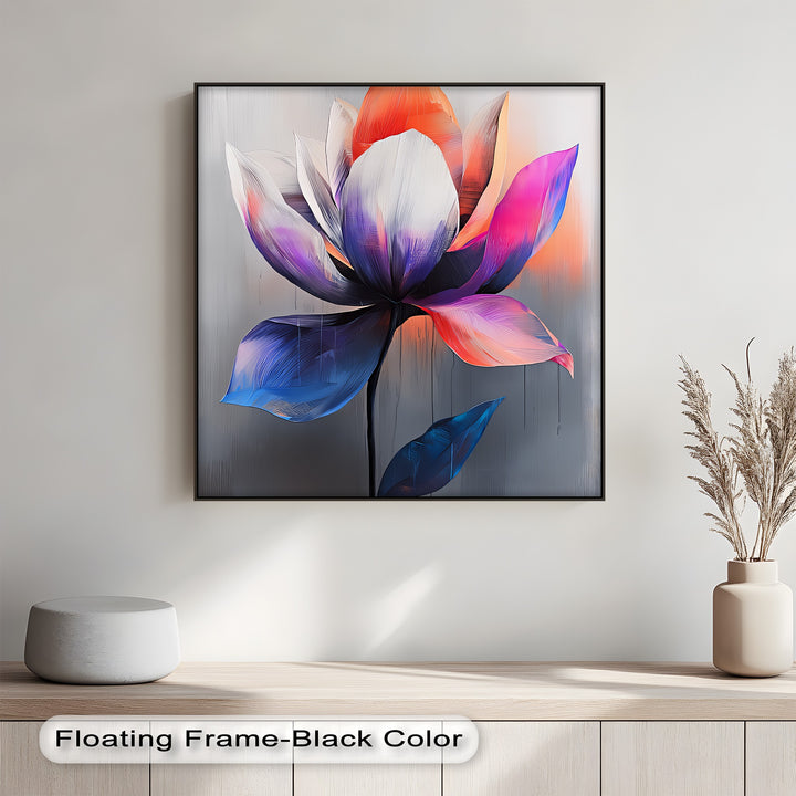 Radiant Lotus Bloom – Multicolor Abstract Flower Canvas Print