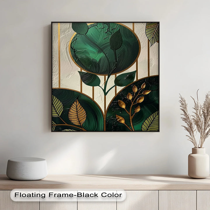 Golden Botanica – Luxe Leaf Design in Emerald and Gold Canvas Print - MyPhotoStation