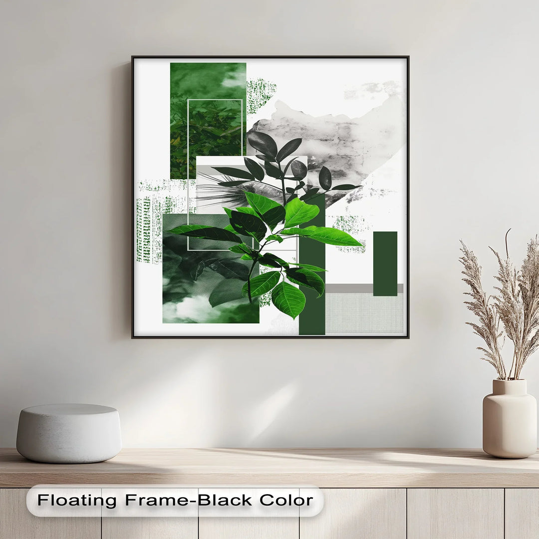 Geometric Botanical Contrast – Modern Leaf Collage Canvas Print - MyPhotoStation