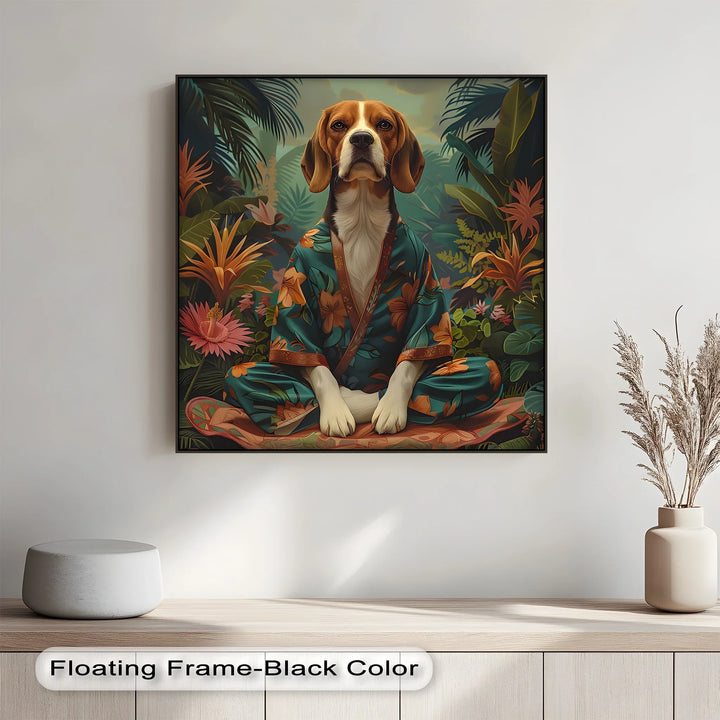 Jungle Zen Beagle – Tropical Meditation Dog Portrait Puppies Canvas Print - MyPhotoStation