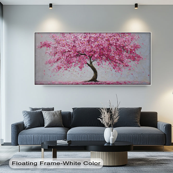 Textured Blossoms – Pink Flowering Tree Canvas Print