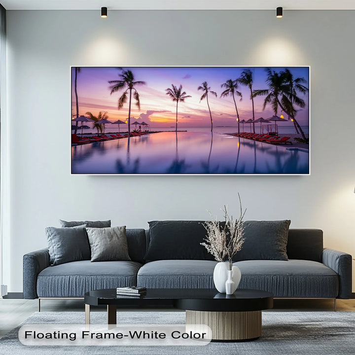 Sunset Over Infinity Pool - Landscape Canvas Print