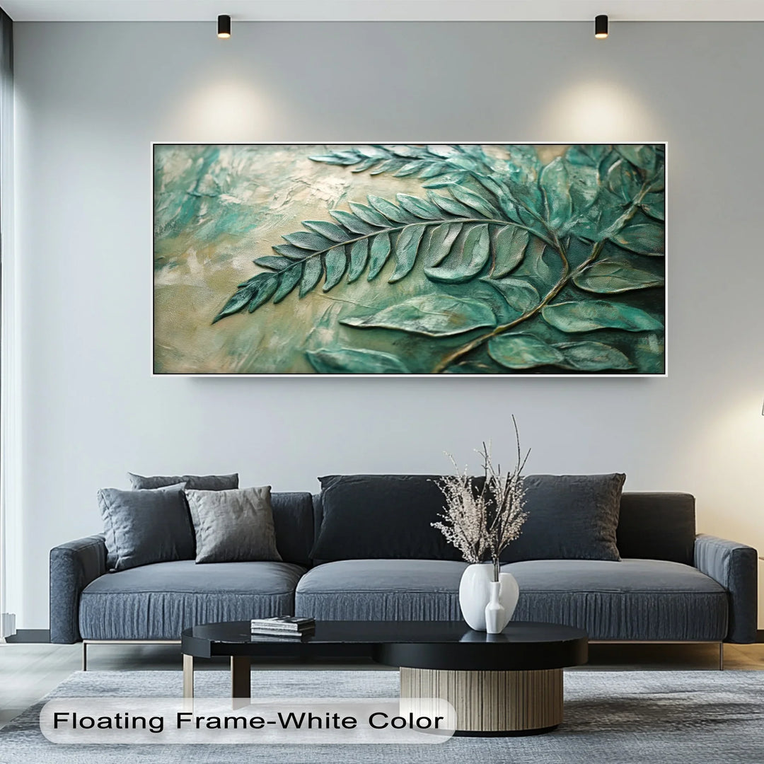 Textured Emerald Fern – Botanical Relief Green Canvas Print - MyPhotoStation