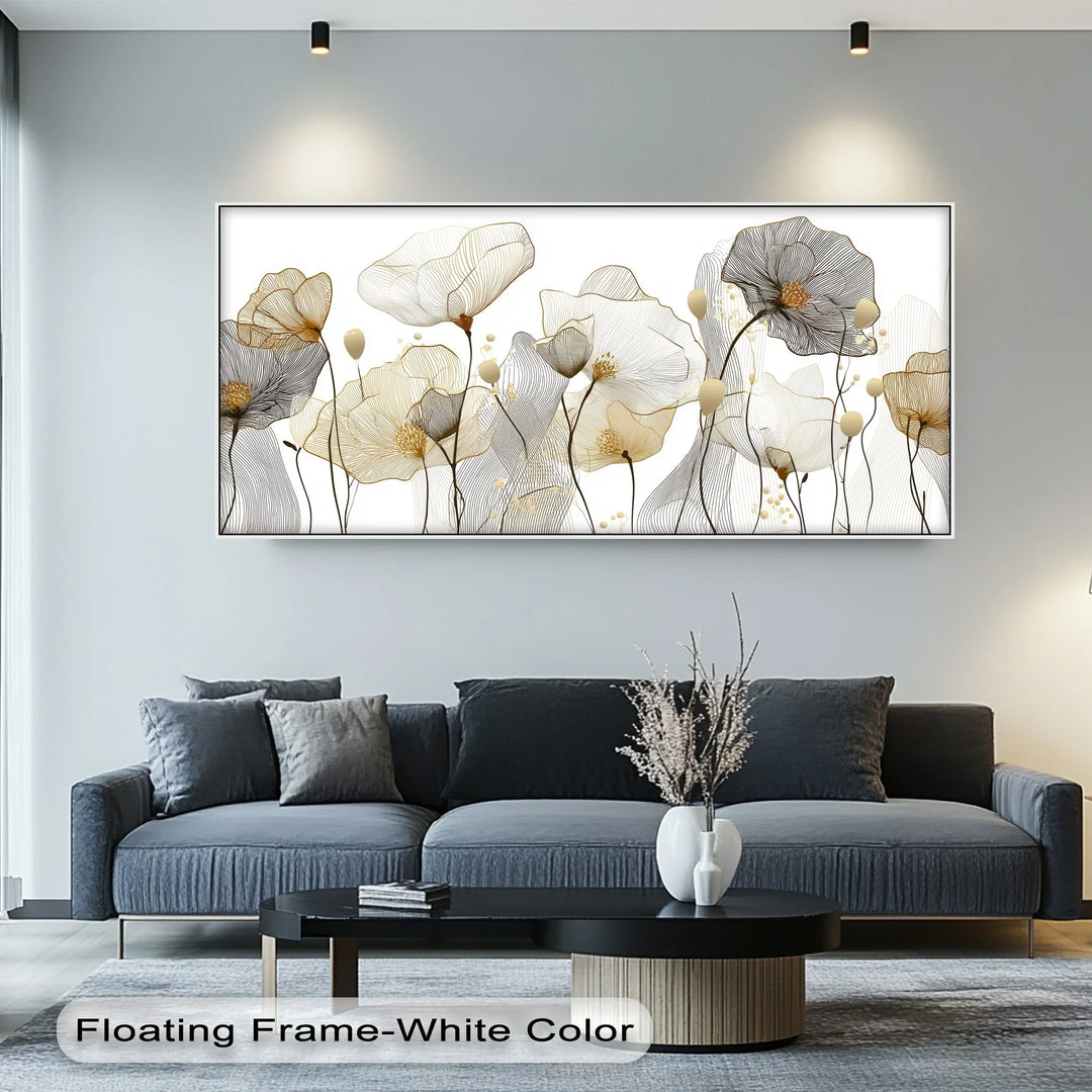 Whispers of Bloom – Delicate Line Art Floral Canvas Print - MyPhotoStation