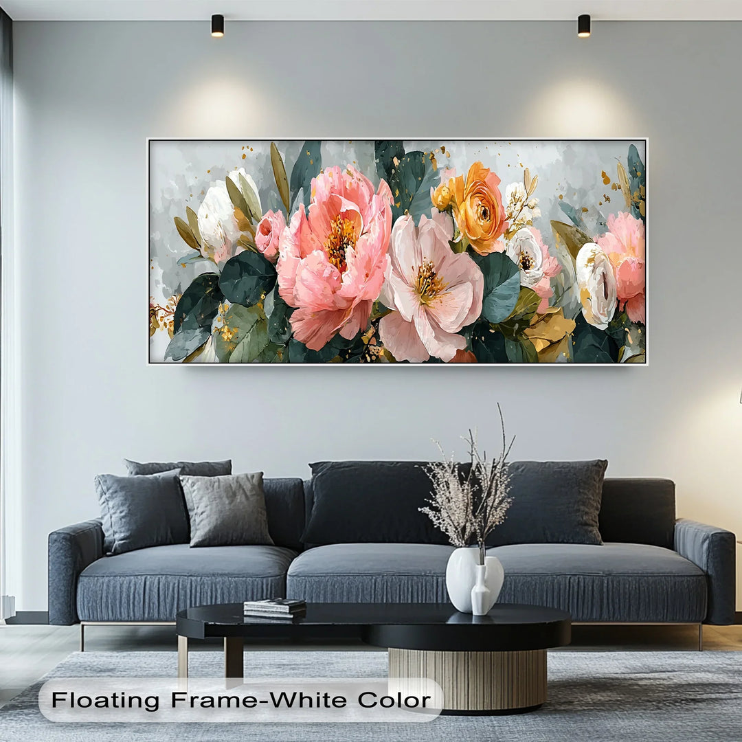 Blossoming Grace – Watercolor Peony and Rose Canvas Print - MyPhotoStation