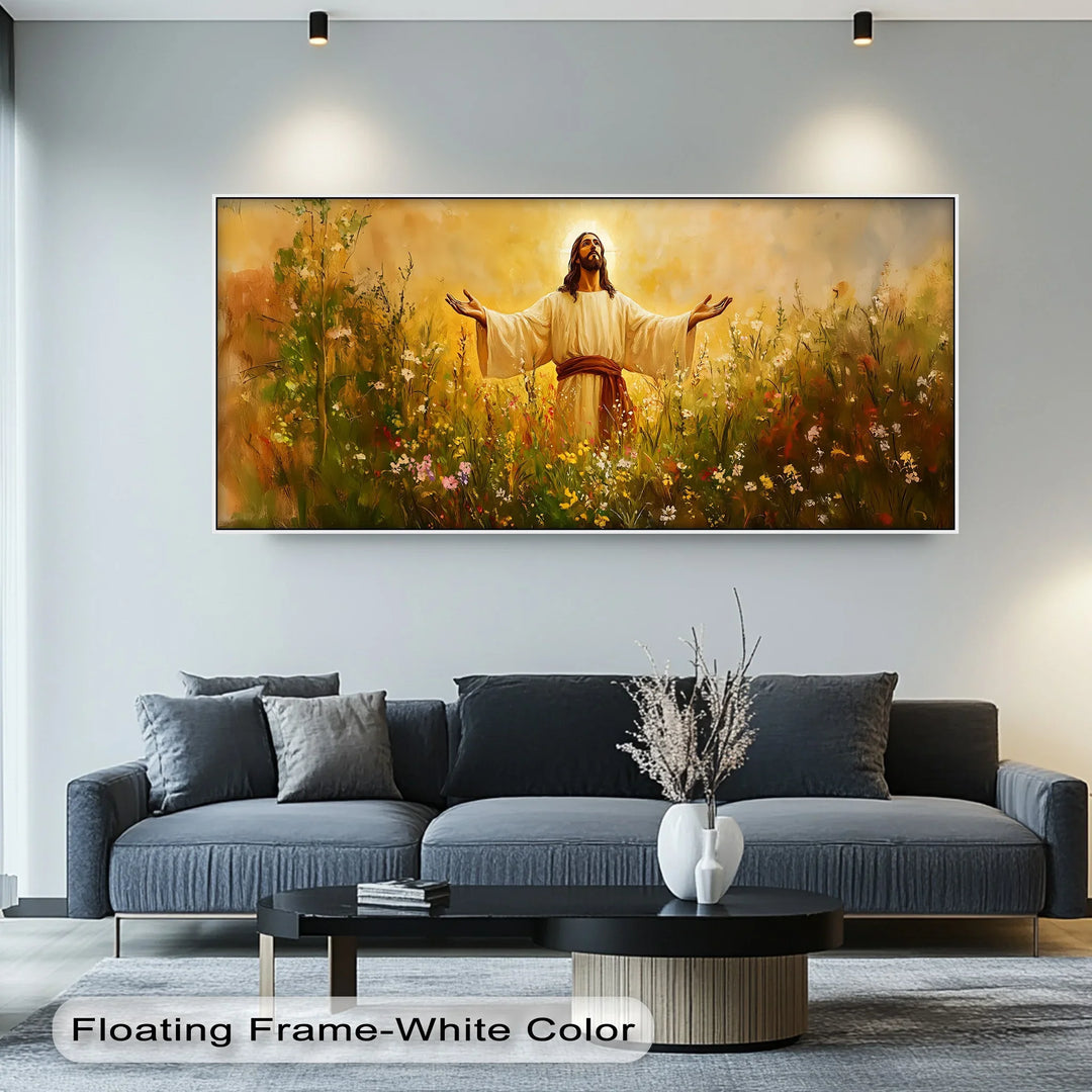 Perfect for prayer rooms, this radiant religious canvas picture inspires peace.

