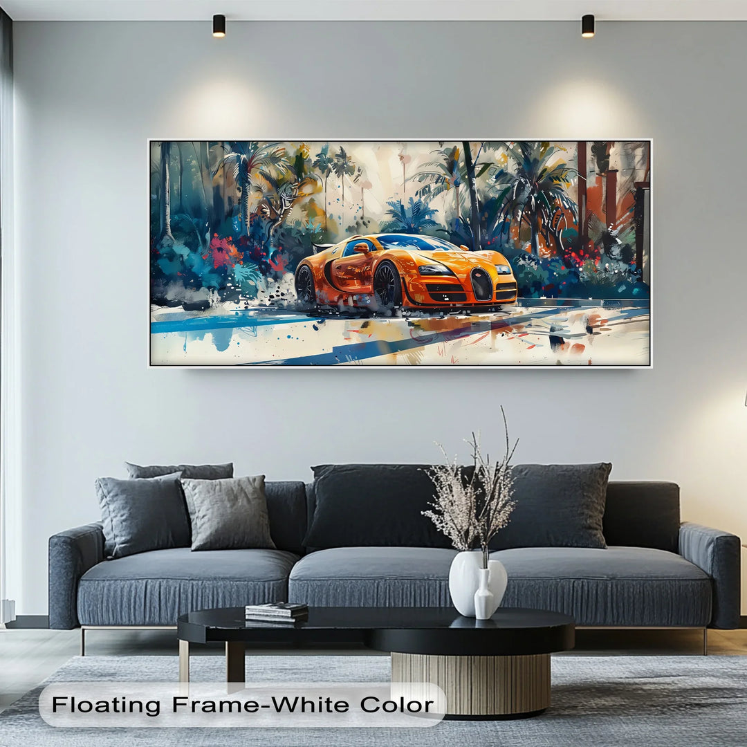 Tropical Pursuit – Orange Hypercar Jungle Escape Car Canvas Print