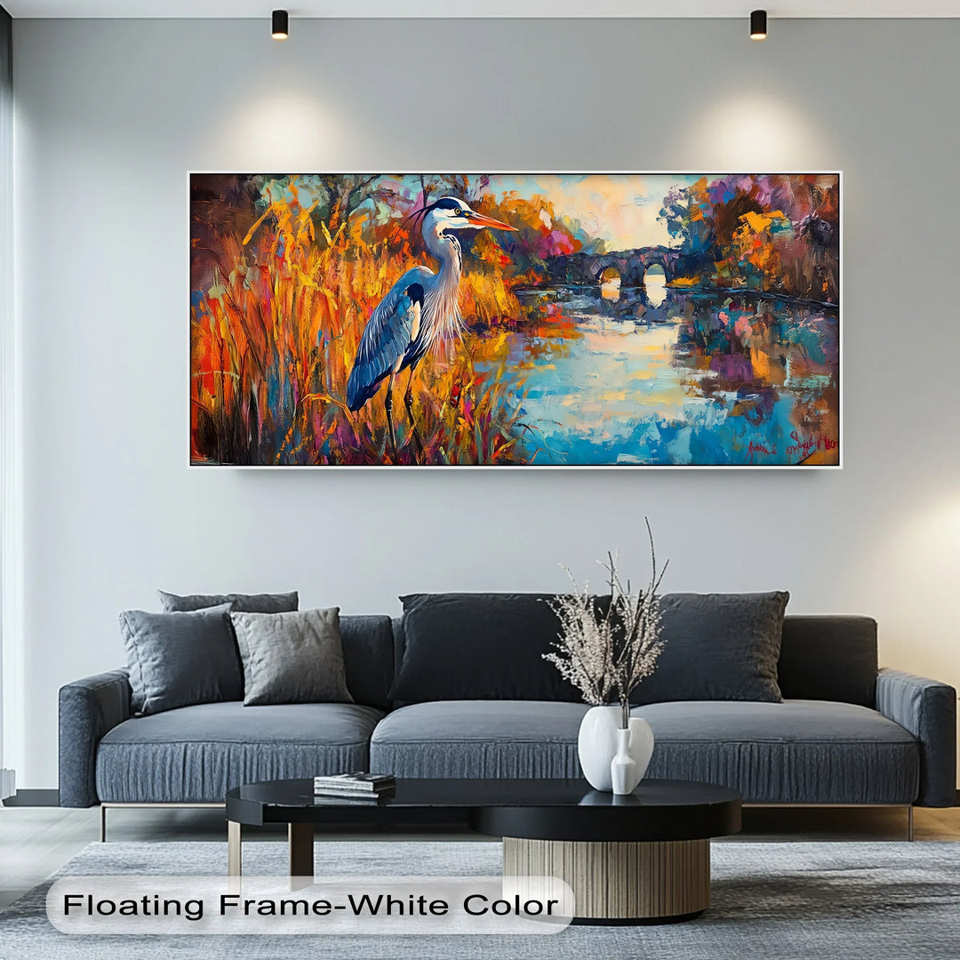 Colorburst River Heron – Abstract Landscape Canvas Print - MyPhotoStation