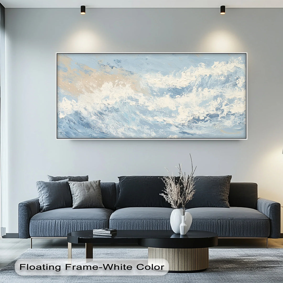 Coastal Drift – Cream and Blue Abstract Ocean Canvas Print - MyPhotoStation