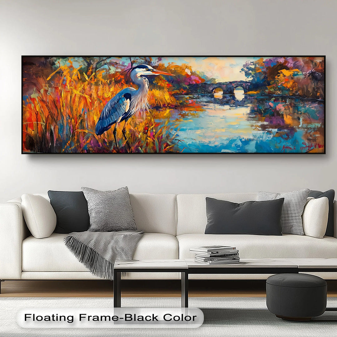 Colorburst River Heron – Abstract Landscape Canvas Print - MyPhotoStation