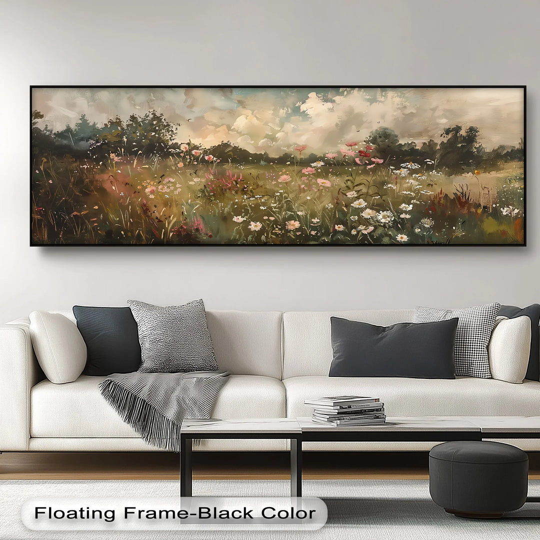 Golden Meadow in Bloom – Wildflower Landscape Canvas Print - MyPhotoStation