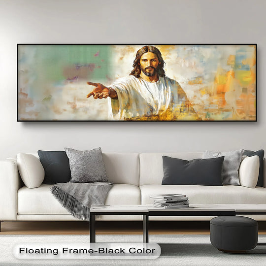 The stillness in this scene is captured in the 'Divine Invitation – Jesus Reaching Out' big canvas prints, a faith-inspired artwork offering peace.
