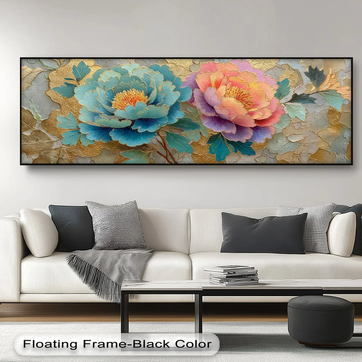 Luxury textured flower canvas print for living room bedroom or office decoration

