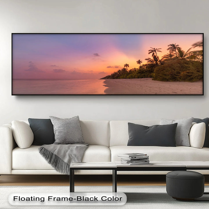Golden Sunset Beach Scene - Landscape Canvas Print