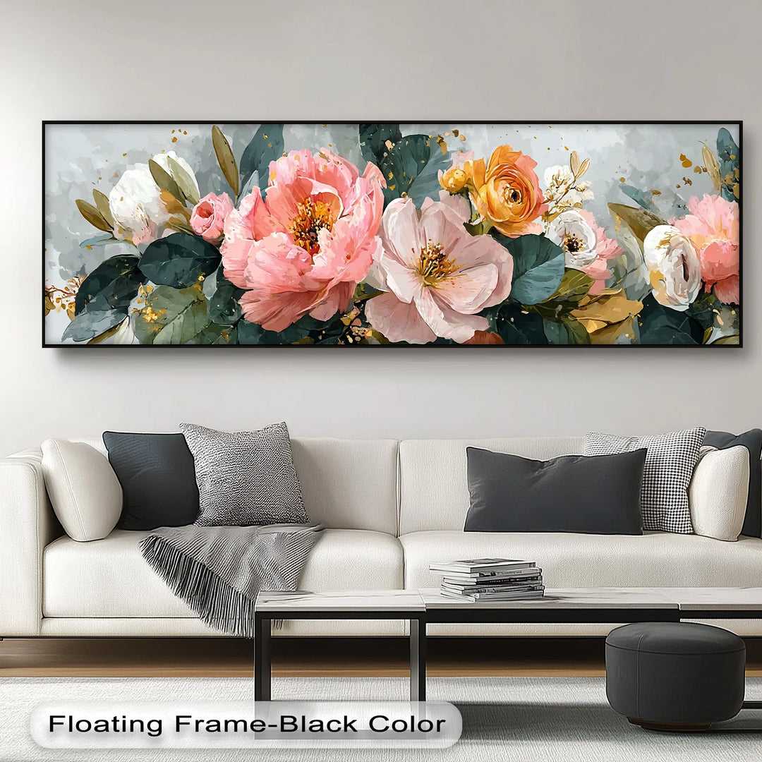 Blossoming Grace – Watercolor Peony and Rose Canvas Print - MyPhotoStation