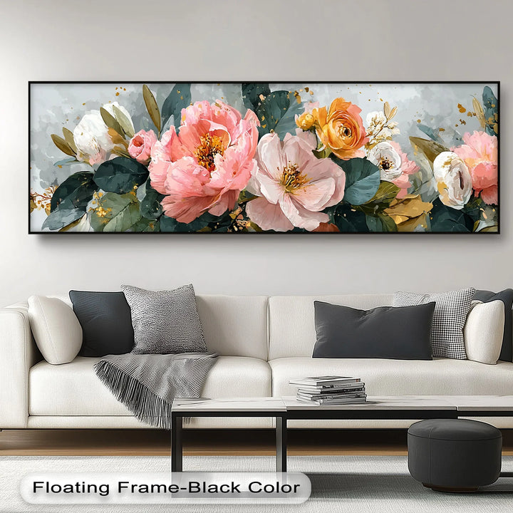 Blossoming Grace – Watercolor Peony and Rose Canvas Print - MyPhotoStation
