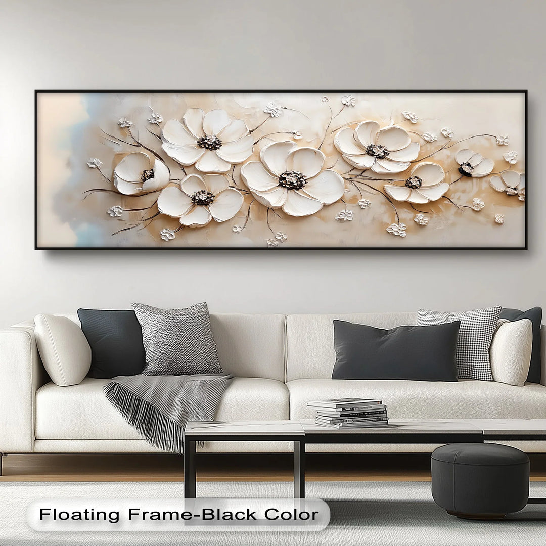 Ethereal Blossoms – Elegant White Floral Canvas Print - MyPhotoStation