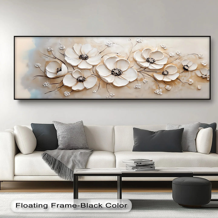 Ethereal Blossoms – Elegant White Floral Canvas Print - MyPhotoStation