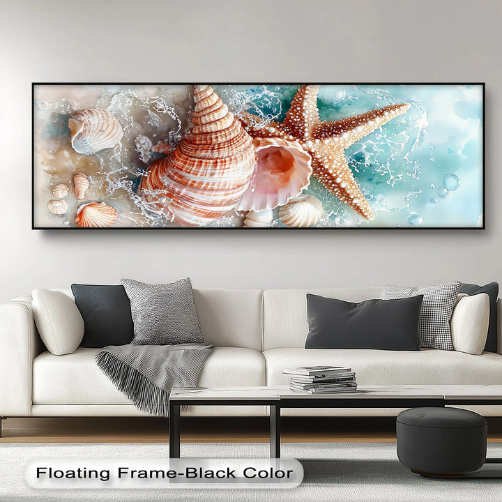 Ocean Treasures – Seashells and Starfish Coastal Canvas Print - MyPhotoStation