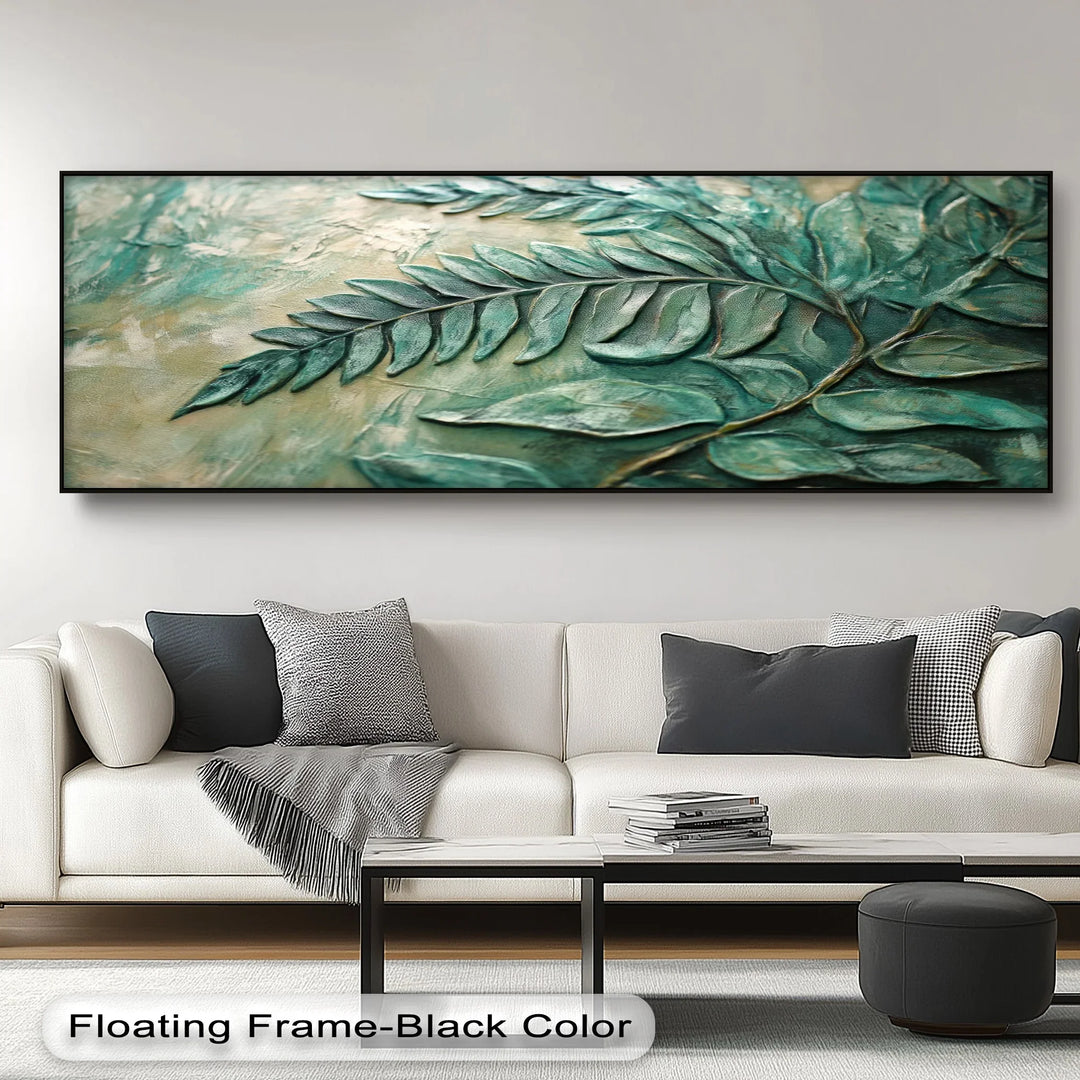 Textured Emerald Fern – Botanical Relief Green Canvas Print - MyPhotoStation