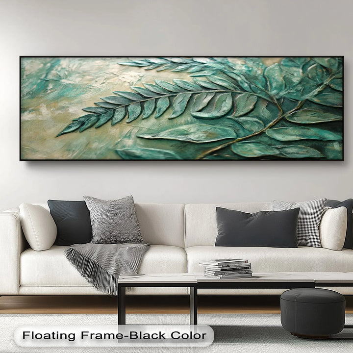 Textured Emerald Fern – Botanical Relief Green Canvas Print - MyPhotoStation
