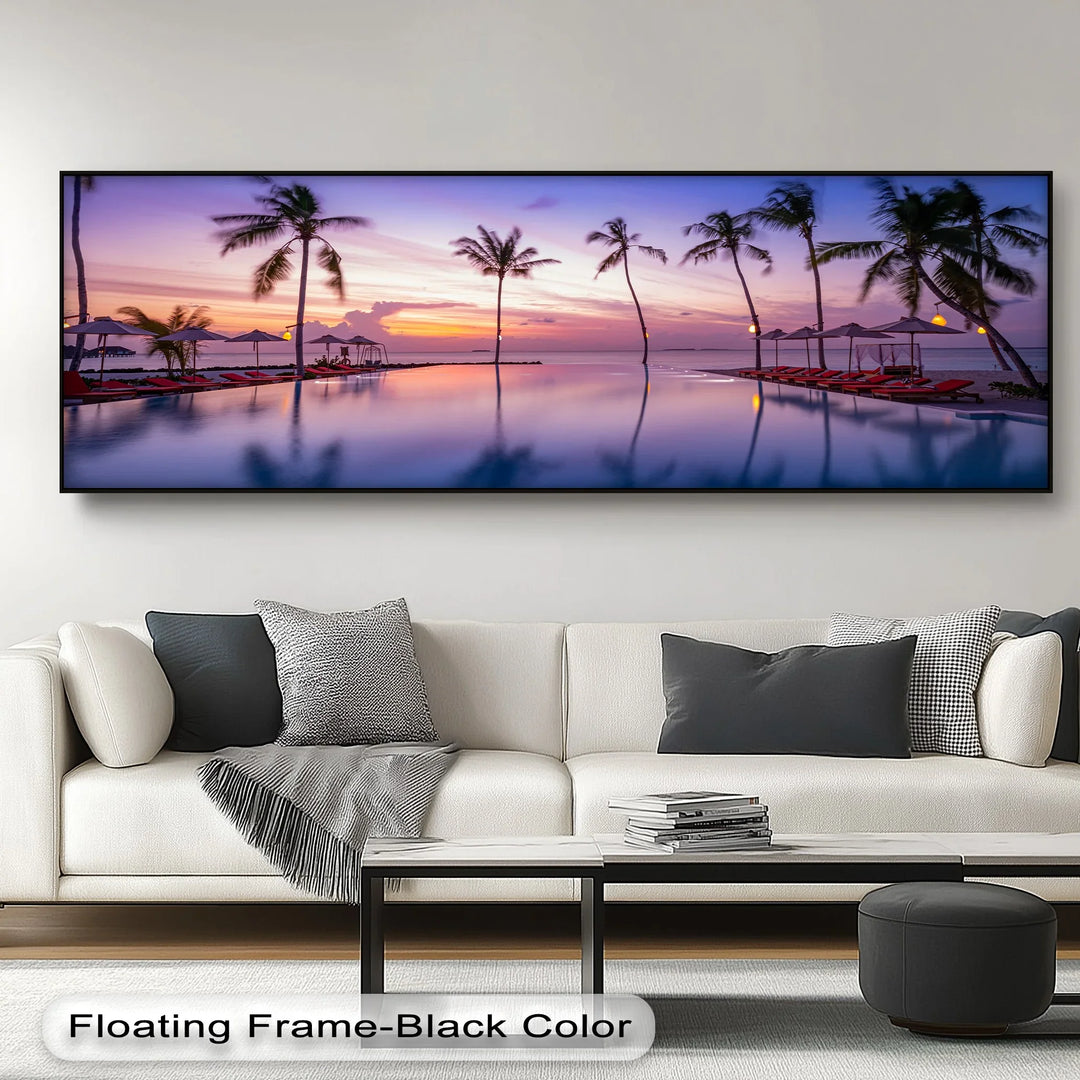 Sunset Over Infinity Pool - Landscape Canvas Print