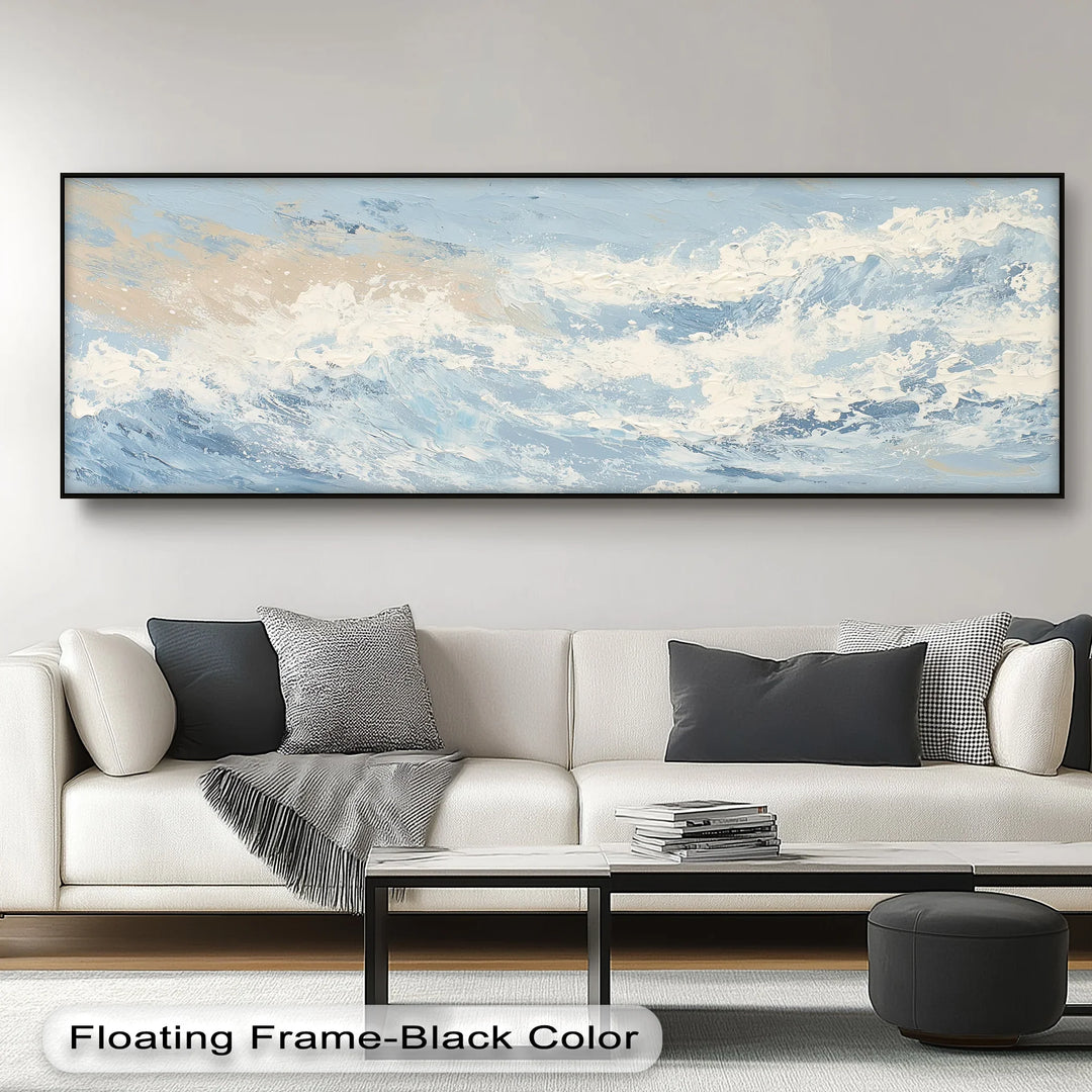 Coastal Drift – Cream and Blue Abstract Ocean Canvas Print - MyPhotoStation