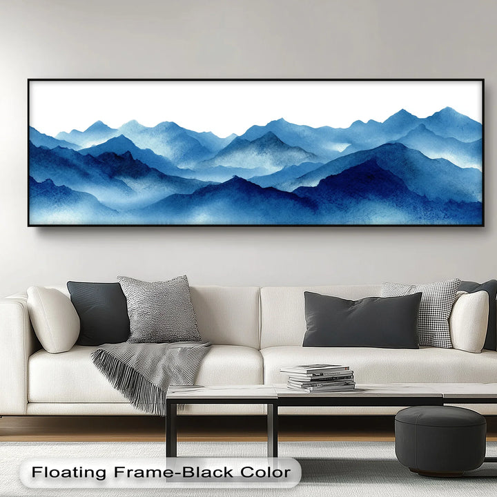 Tranquil Horizon – Layered Blue Mountain Landscape Canvas Print - MyPhotoStation