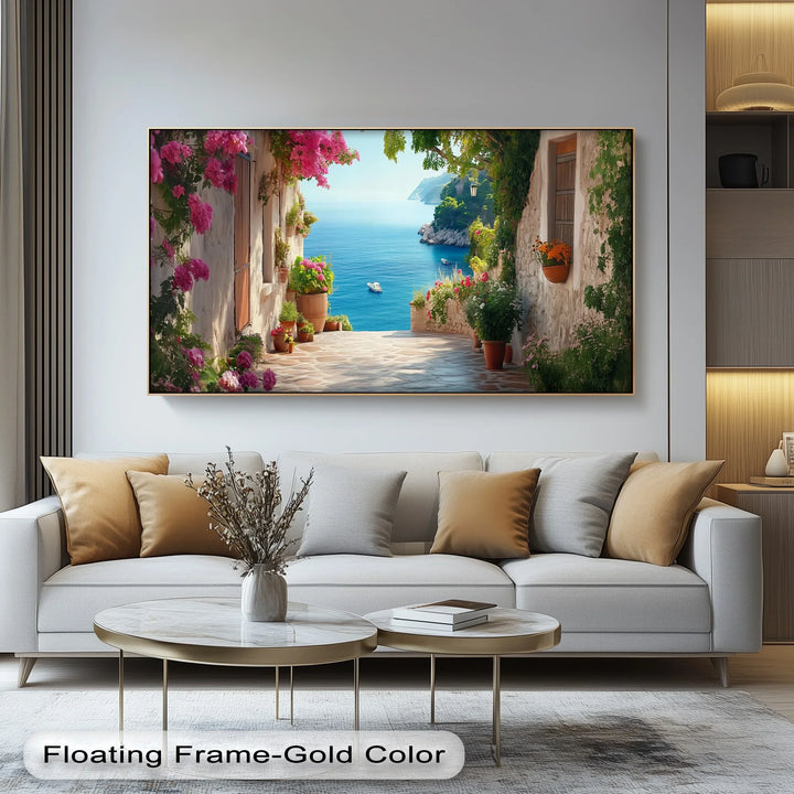 Sun-Kissed Mediterranean Coast – Colorful Village Seaside Canvas Print - MyPhotoStation