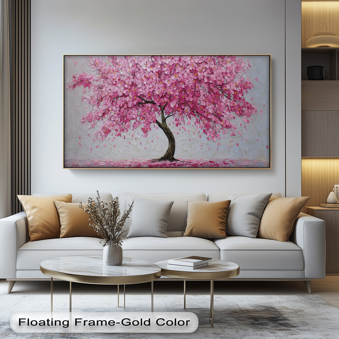 Textured Blossoms – Pink Flowering Tree Canvas Print