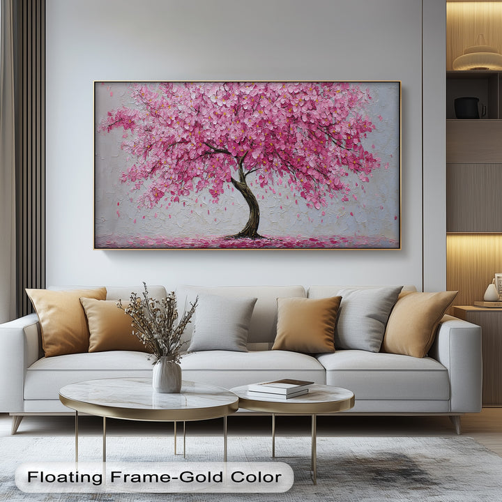 Textured Blossoms – Pink Flowering Tree Canvas Print
