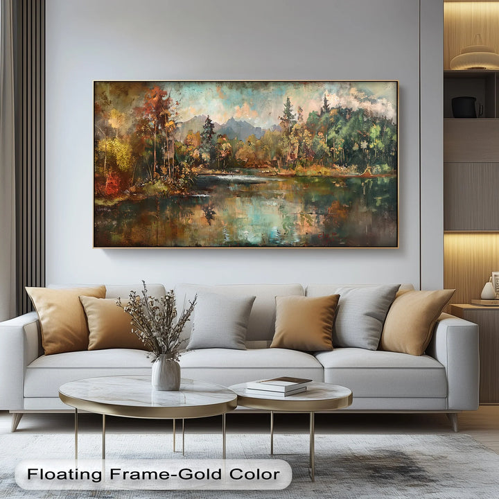 Whispers of Autumn Peaks – Mountain Lake Reflection Canvas Print - MyPhotoStation