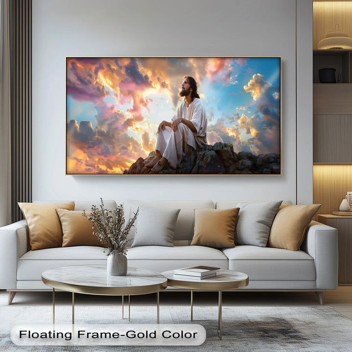Heavenly Reflection – Jesus Under Glorious Skies Canvas Print