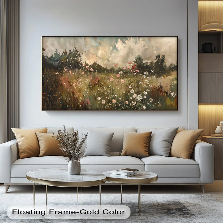 Golden Meadow in Bloom – Wildflower Landscape Canvas Print - MyPhotoStation