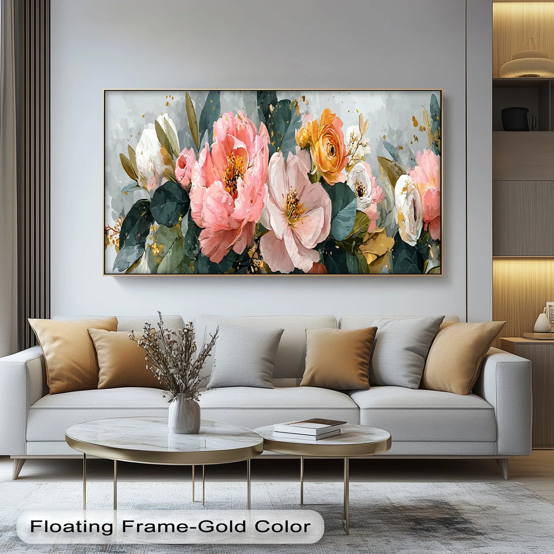 Blossoming Grace – Watercolor Peony and Rose Canvas Print - MyPhotoStation