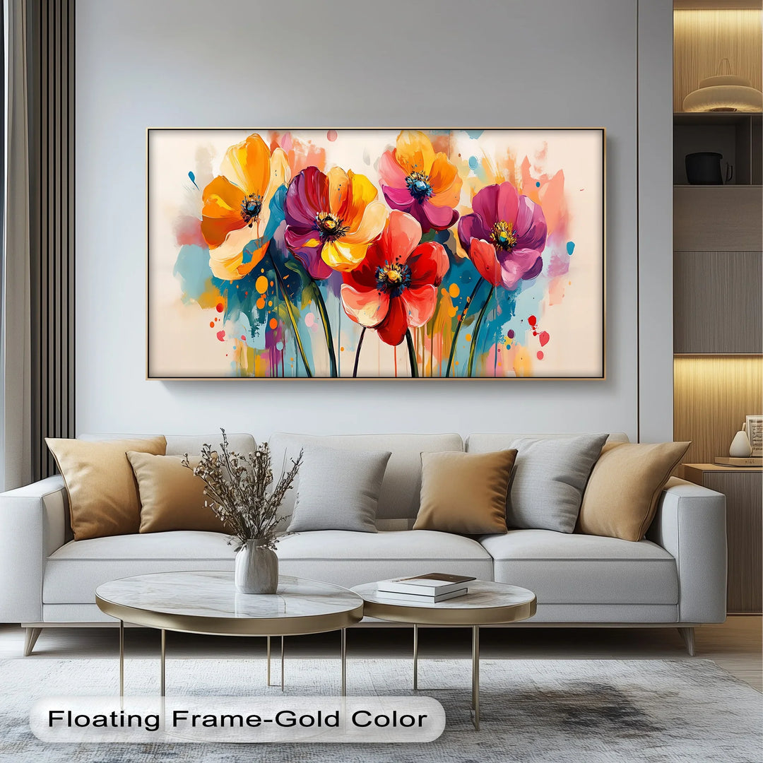 Brighten your walls with this vibrant floral canvas print bursting with color.

