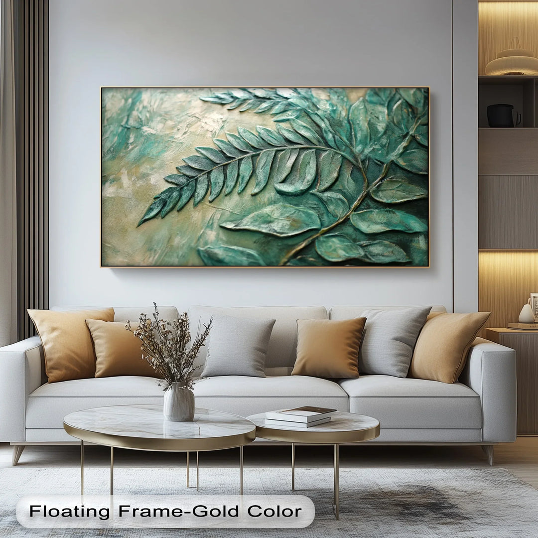Textured Emerald Fern – Botanical Relief Green Canvas Print - MyPhotoStation