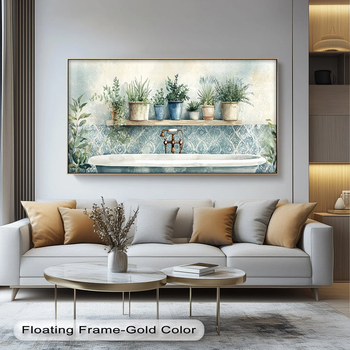 Soothing spa vibes with this charming botanical bathroom wall art.

