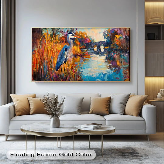 Colorburst River Heron – Abstract Landscape Canvas Print - MyPhotoStation