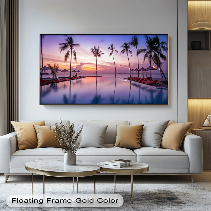 Sunset Over Infinity Pool - Landscape Canvas Print