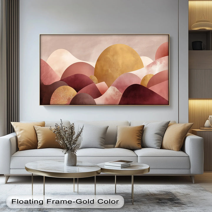 Elegant abstract mountain landscape artwork with soft gradient color layers

