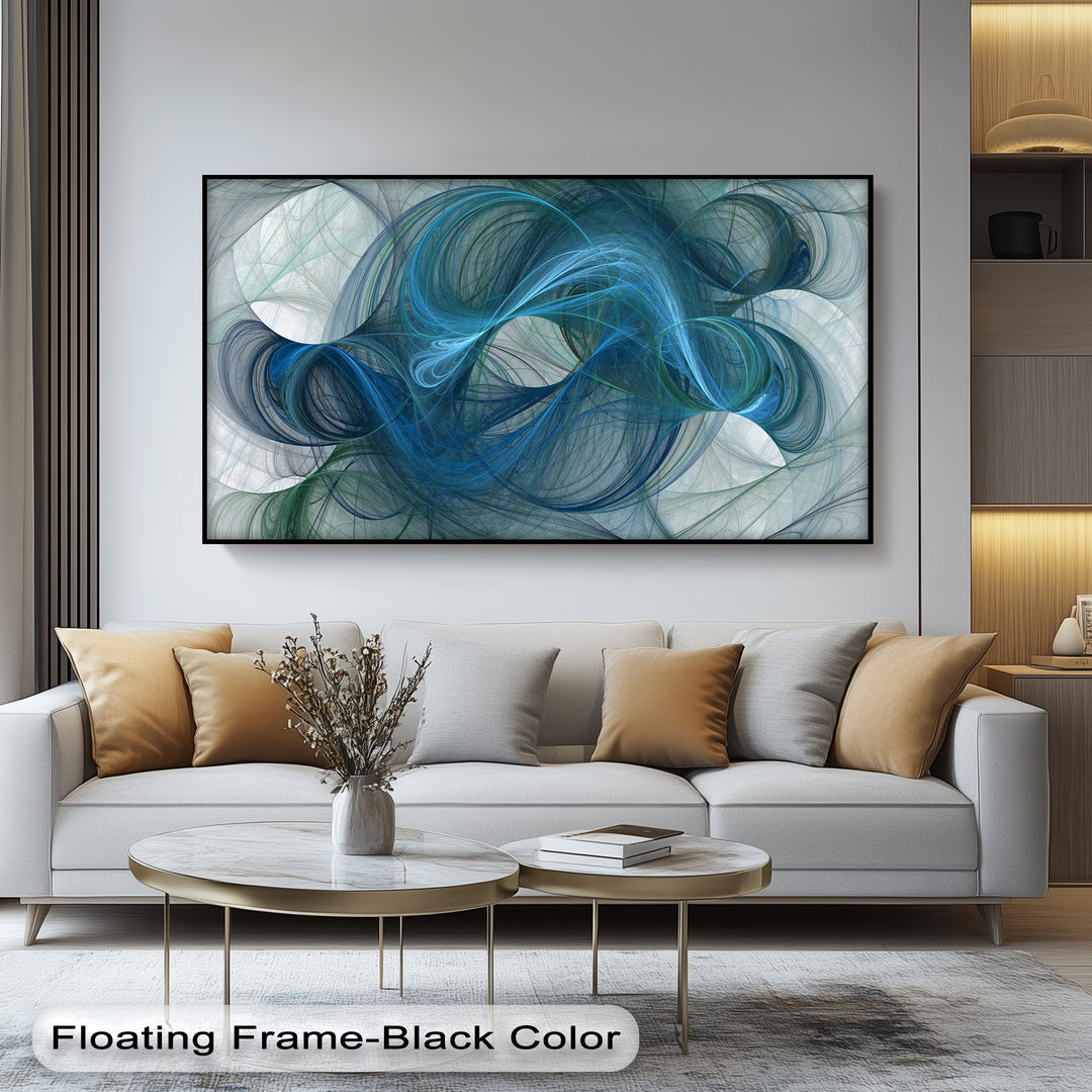 Blue Motion Canvas Print – Modern Abstract Flow Wall Art