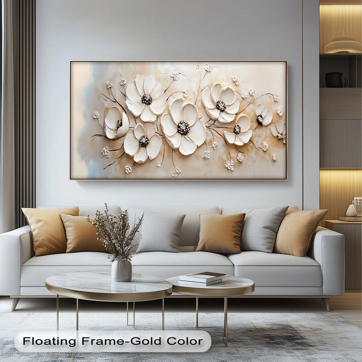 Ethereal Blossoms – Elegant White Floral Canvas Print - MyPhotoStation