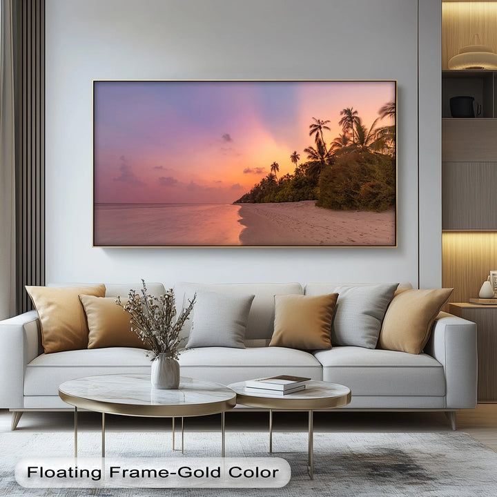 Golden Sunset Beach Scene - Landscape Canvas Print