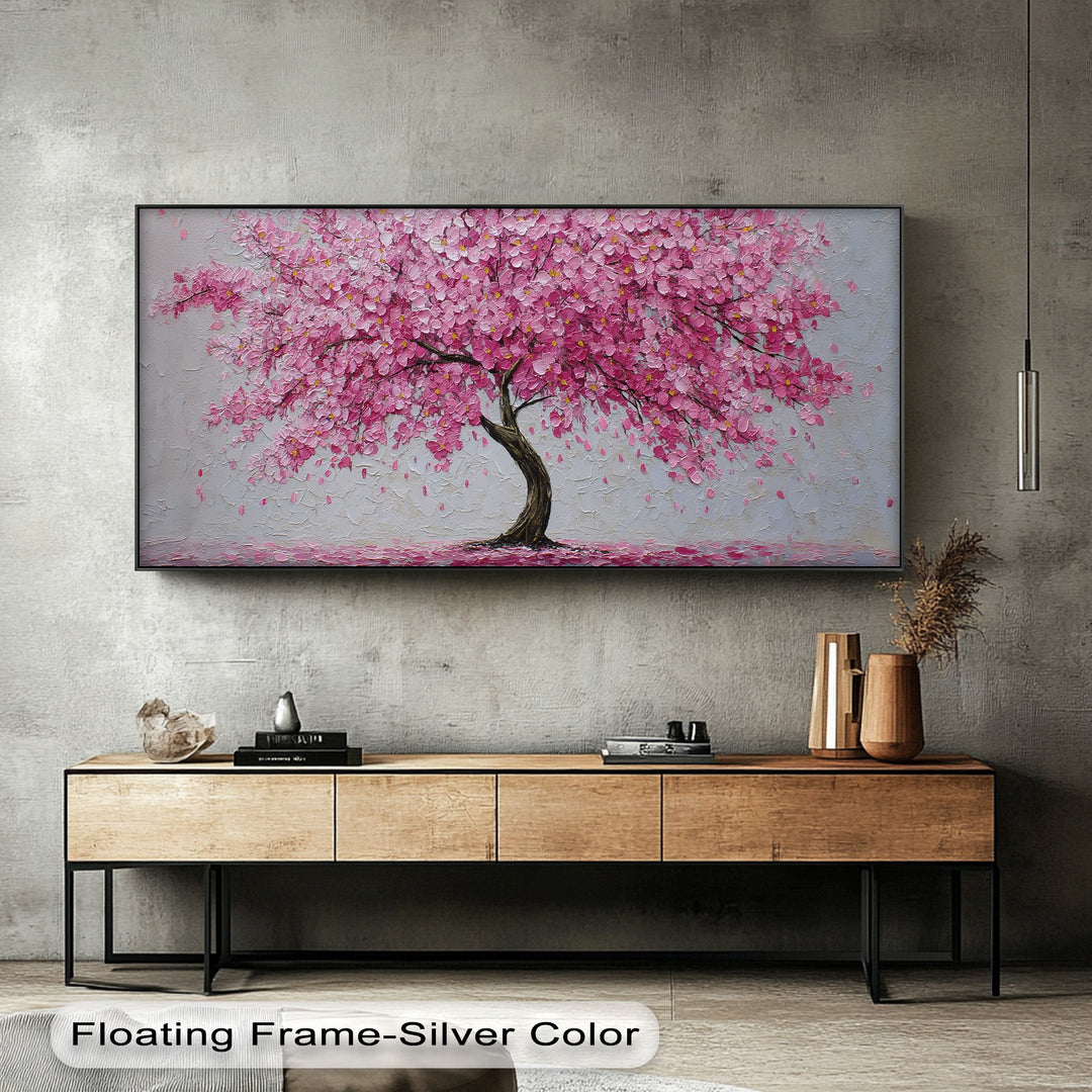 Textured Blossoms – Pink Flowering Tree Canvas Print