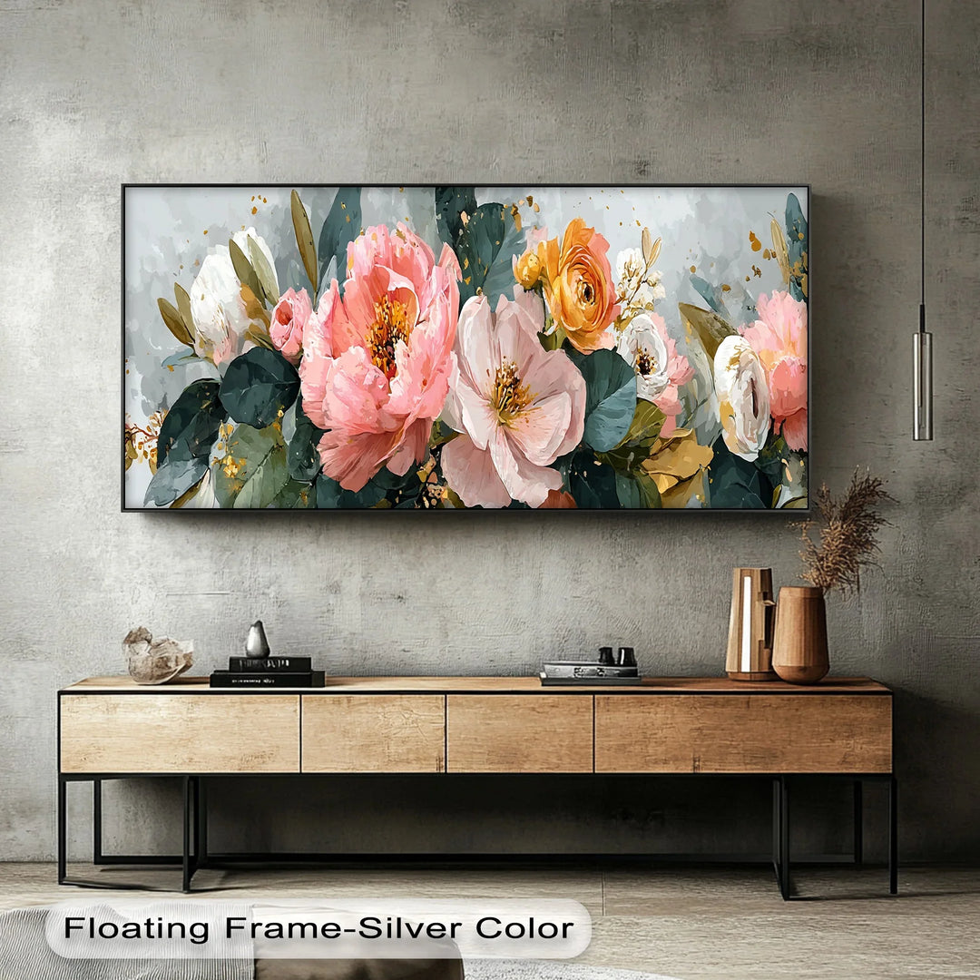 Romantic flower bouquet canvas art perfect for shabby chic or vintage decor

