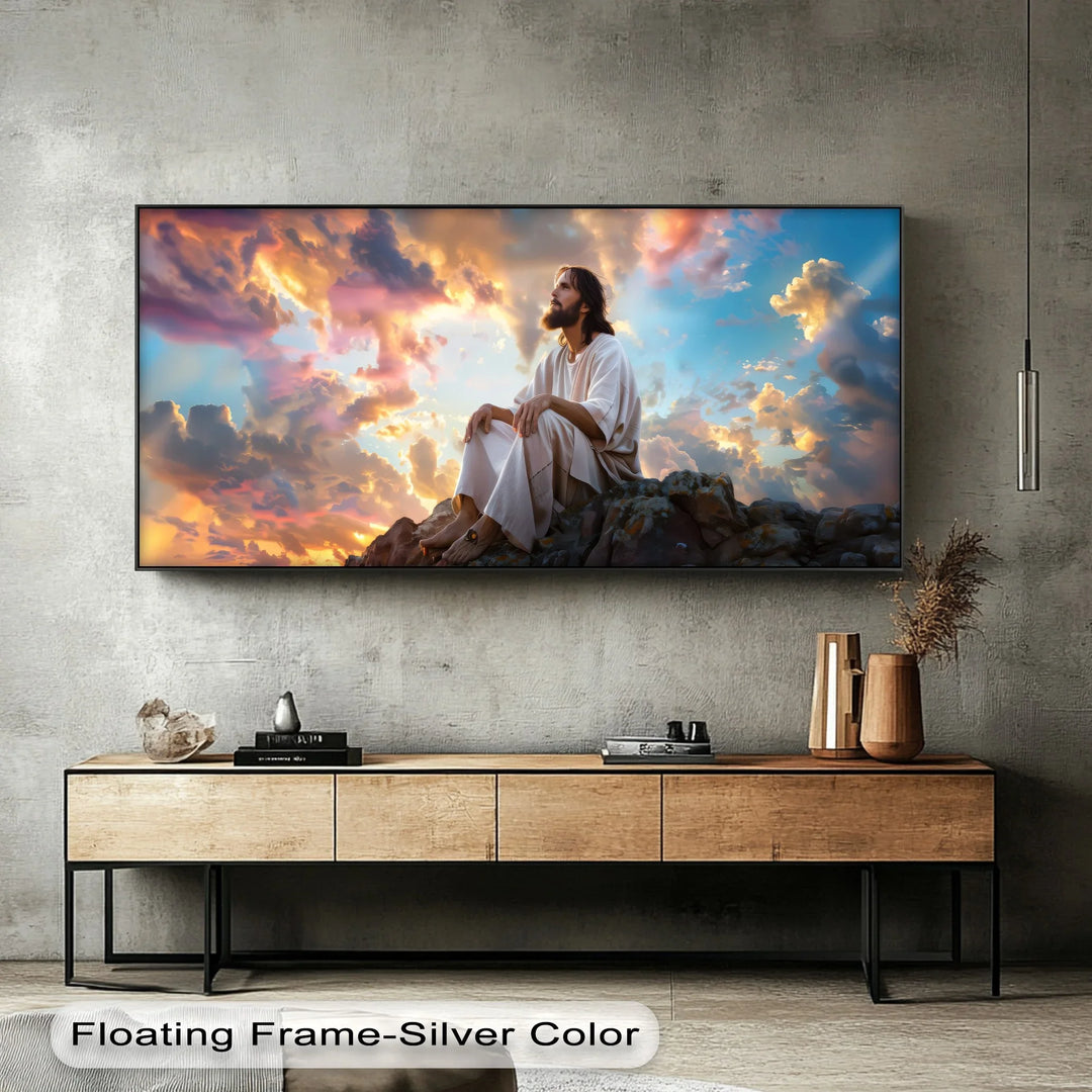 Heavenly Reflection – Jesus Under Glorious Skies Canvas Print