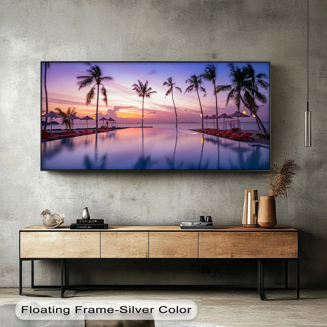 Sunset Over Infinity Pool - Landscape Canvas Print